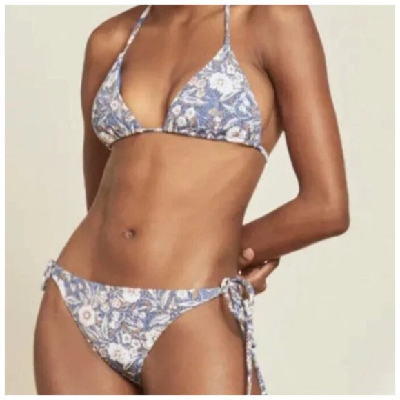 Veronica Beard  CALA TOP Textured Floral Gavitella Bottom XS NWT 298 Steel Blue - Picture 1 of 16
